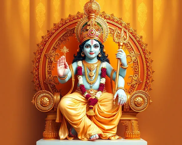 Transparent Lord Krishna on Throne with Majestic Crown and Scepter