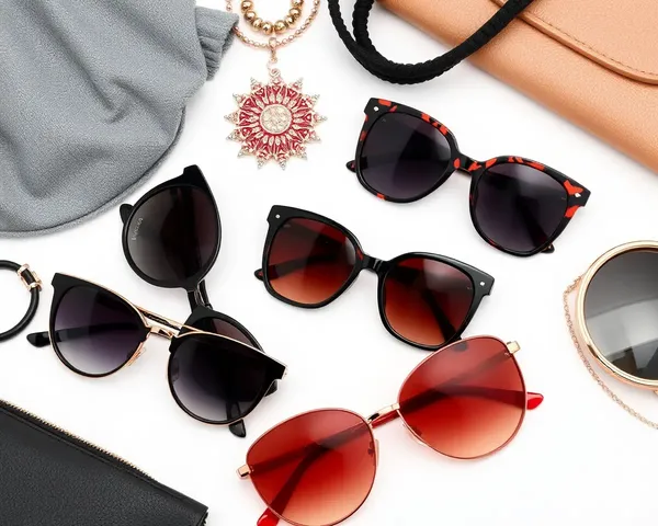 Trendy Accessories Surround Sexxxy Sunglasses in Flat Lay