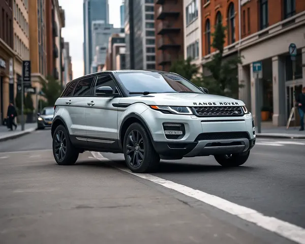 Trendy Urban Range Rover Evoque with Bustling City Street Wallpaper
