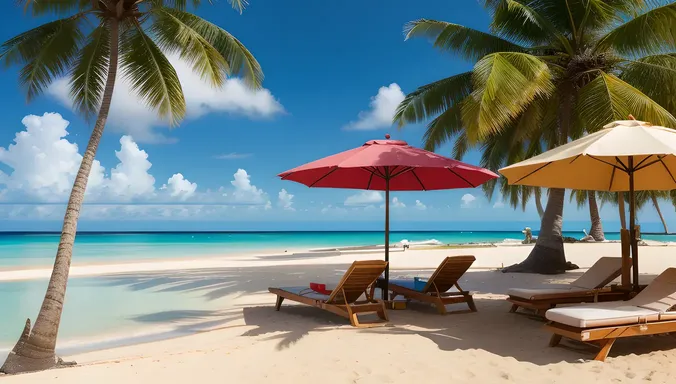 Tropical Island with Copra and Palm Trees