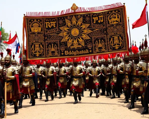 Udghatan Banner Held by Proud Warriors