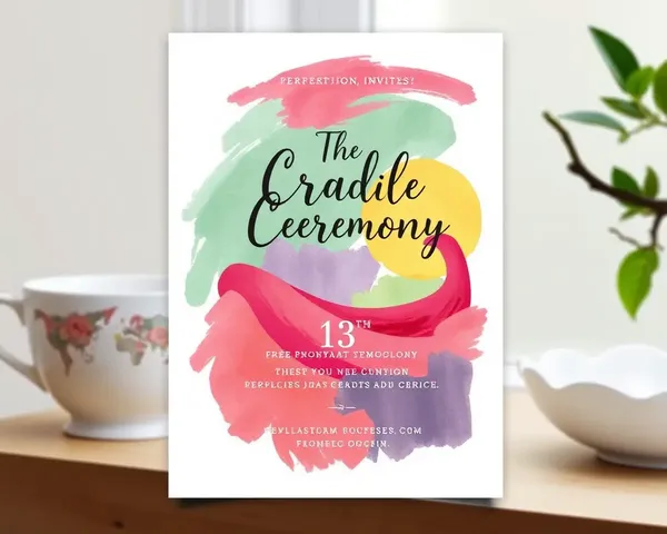 Unique Artistic Cradle Ceremony Invitation Card Template with Hand-Painted Design