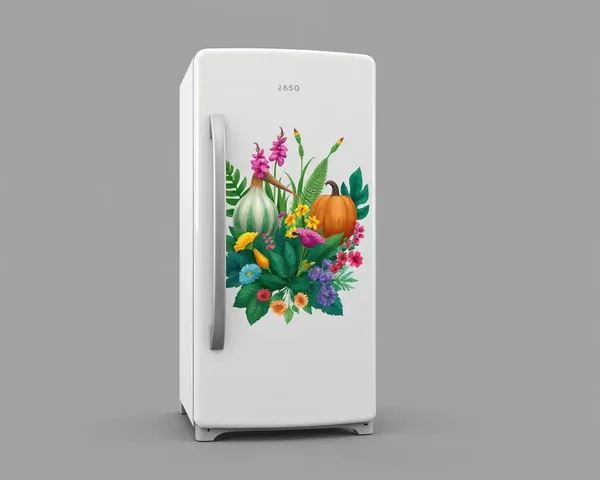 Unique Fridge Magnet Mockup with Botanical Garden Illustration.