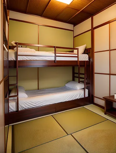 Unique Japanese-Inspired Hostel Room