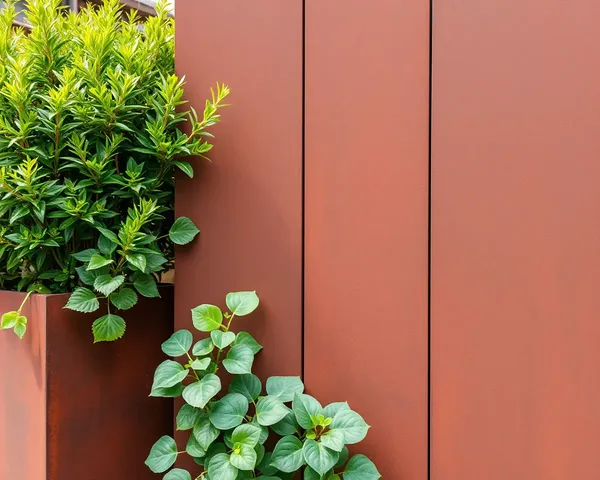 Urban Garden with Corten Steel Texture and Greenery