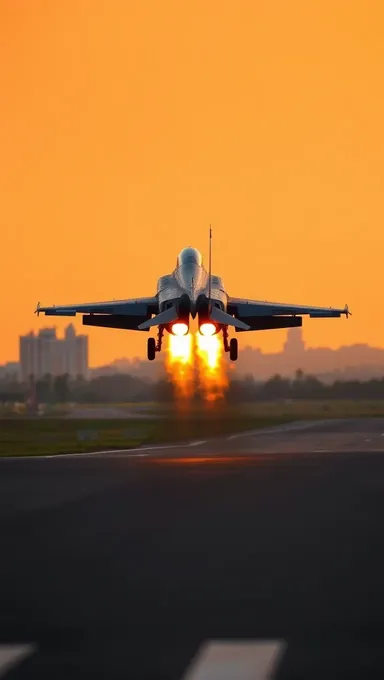 V-280 Fighter Jet Taking Off with Flames and Smoke