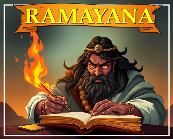 Valmiki Writing Ramayana with Fiery Passion