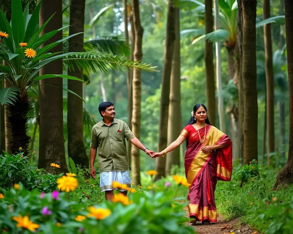Vanniyar Couple Walks Hand in Hand in Lush Forest
