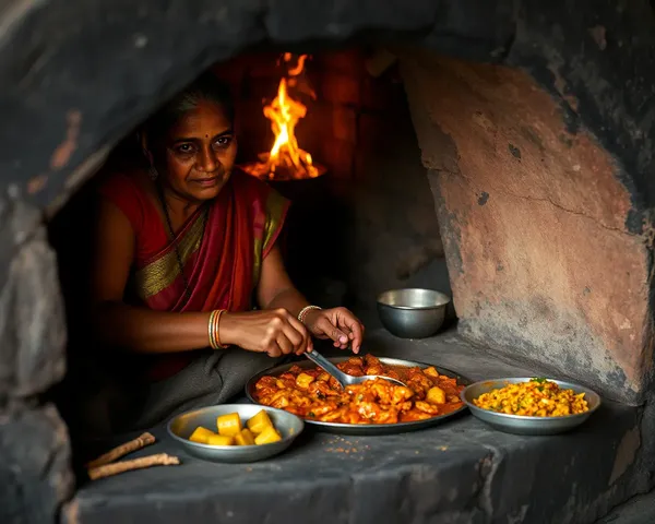 Vanniyar Woman Cooks Traditional Dishes in Clay Oven