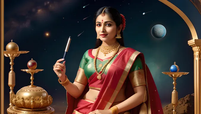 Varahamihira with Tablet and Quill in Traditional Indian Attire