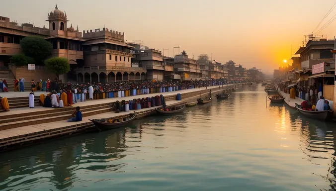 Varanasi Ghats Glow at Sunrise with River Ganges