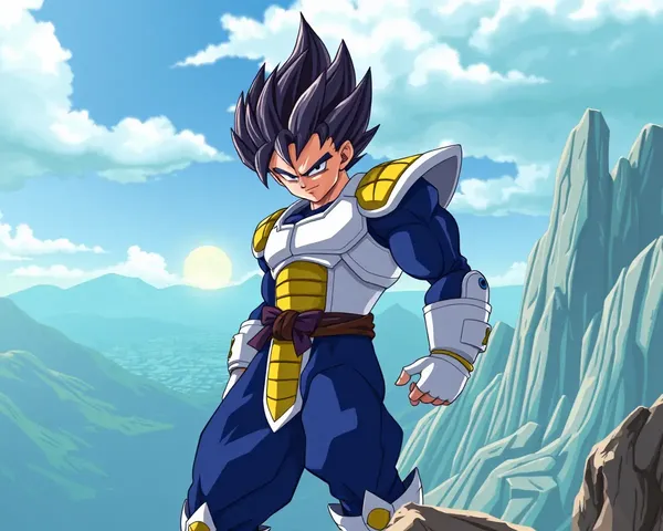 Vegeta Standing Fiercely with Dragon Ball in Distance