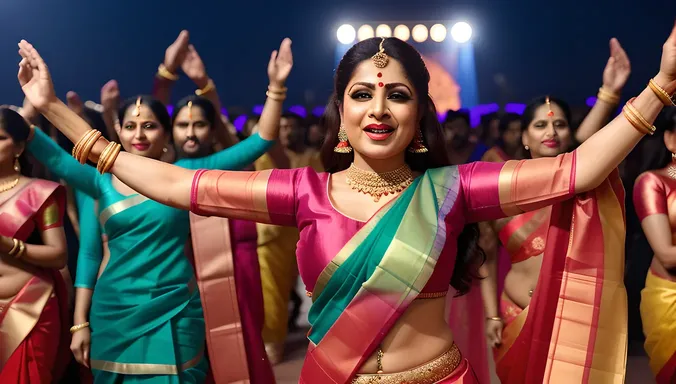 Vibrant Beauty Aunty Performing Traditional Dance
