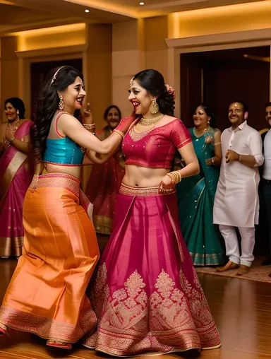 Vibrant Bhabhi Pic: Joyful Dance at the Wedding Reception