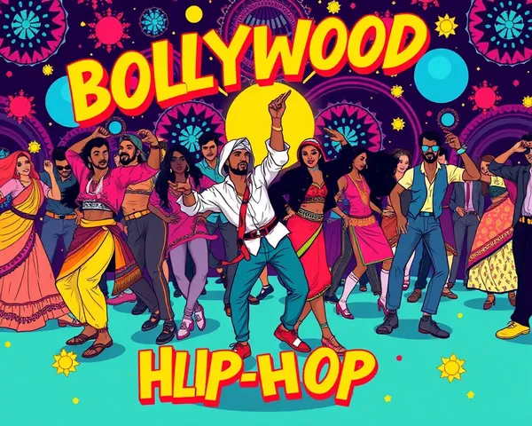 Vibrant Bollywood-inspired Hip-Hop Dance Scene Illustration