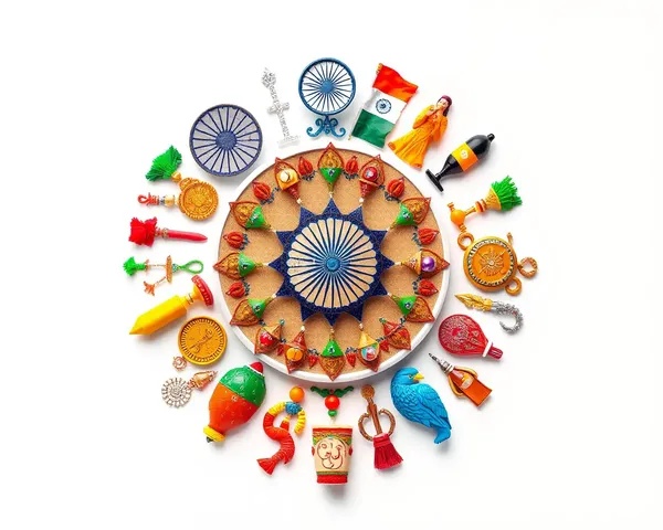 Vibrant Collage of Indian Cultural Symbols Around Tiranga