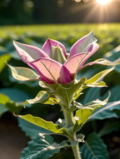 Vibrant Datura Flower Blooms in Sunlit Garden Scene