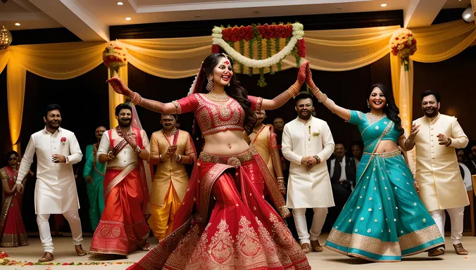 Vibrant Deshi Bhabhi Wedding Celebration with Colorful Decorations
