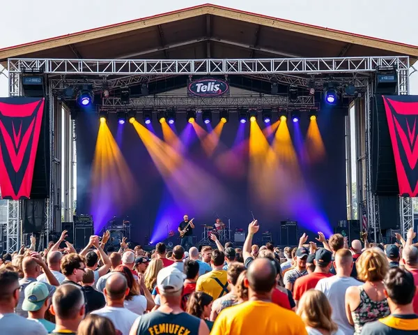 Vibrant Festival Scene with Stage Background