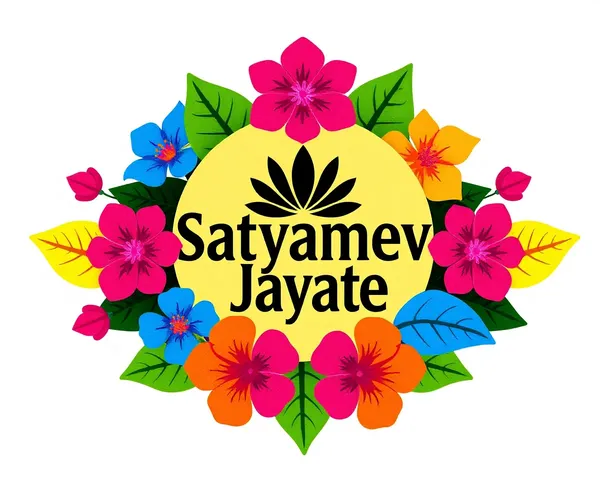 Vibrant Flowers and Leaves Surrounding Satyamev Jayate Logo