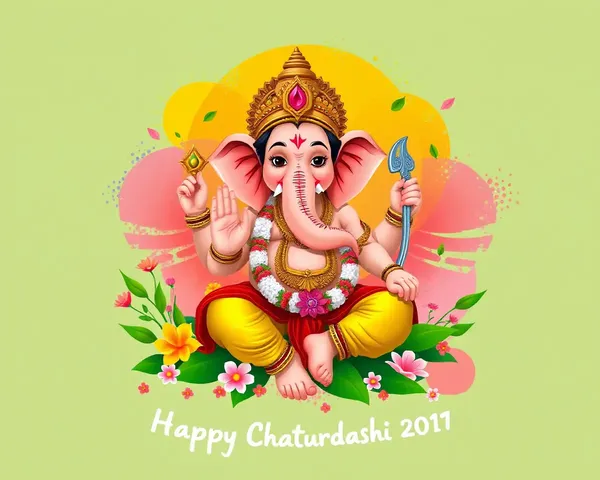Vibrant Ganesha Illustration for Anant Chaturdashi Festival PNG