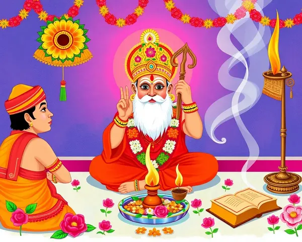 Vibrant Hindu Priest Performs Mundan Sanskar with Flowers