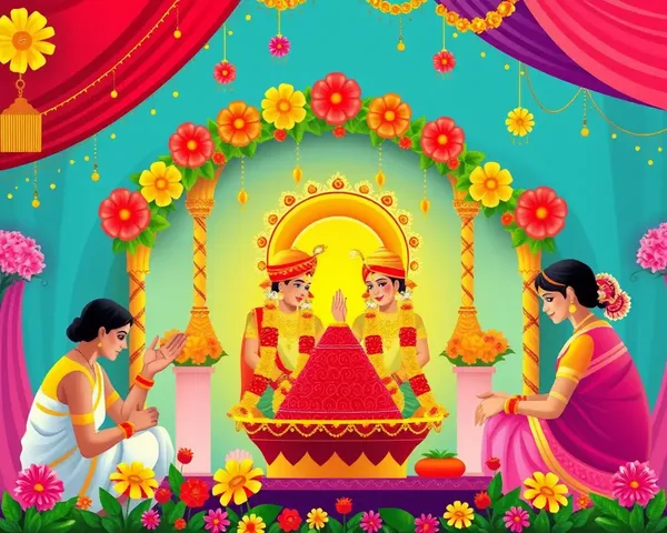 Vibrant Hindu Wedding Illustration with Mangal Parinay Patrika