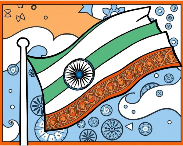 Vibrant Indian Flag Illustration for Kids to Color In