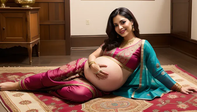 Vibrant Indian Heritage: Pregnant Woman's Cultural Pride
