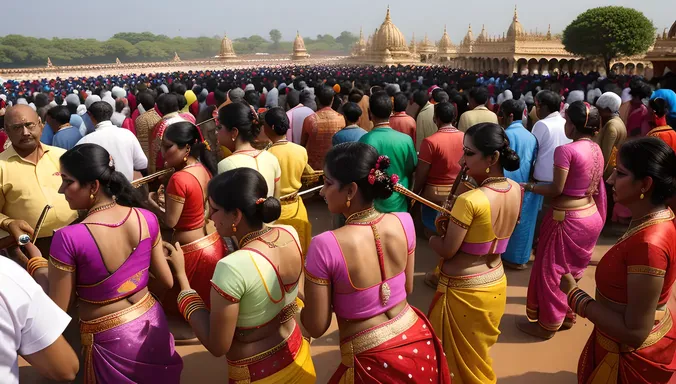Vibrant Jain Festival Scene in Shravanabelagola