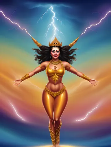 Vibrant Kaliamman with Multiple Arms and Legs
