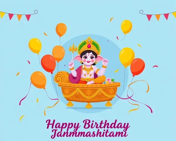 Vibrant Lord Krishna's Birthday Illustration with Blue Background
