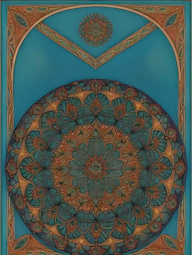 Vibrant Mandala Tessellation in Shades of Blue and Green
