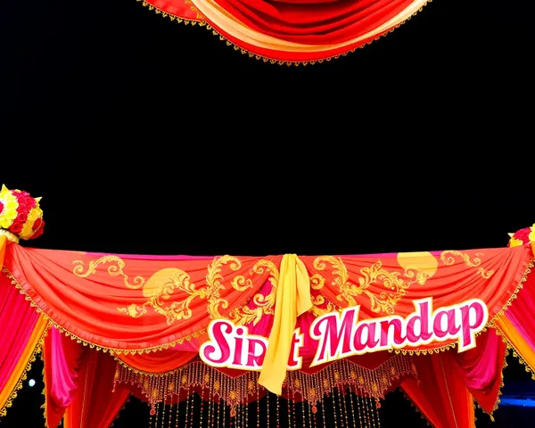 Vibrant Mandap Decoration Banner with Red and Orange Colors