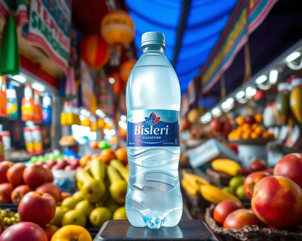Vibrant Market Scene with Bisleri Water Bottle PNG