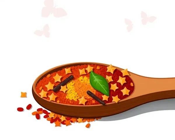 Vibrant Masala Spice Blend in Wooden Spoon Illustration