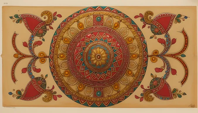 Vibrant Mridangam Drum Illustration with Colors and Patterns