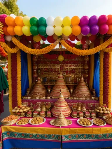 Vibrant Murukku Stall at Traditional Indian Festival Background Scene
