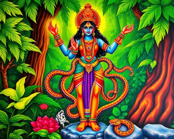 Vibrant Nagavalli Surrounded by Snakes and Jungle
