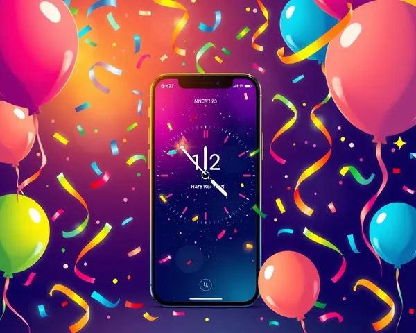 Vibrant New Year's Eve Clock with iPhone Confetti