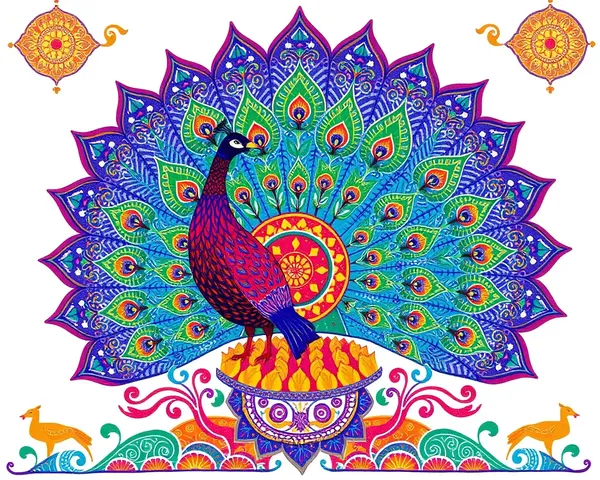 Vibrant Peacock Spreads Colors on Seva Nivrutti Card