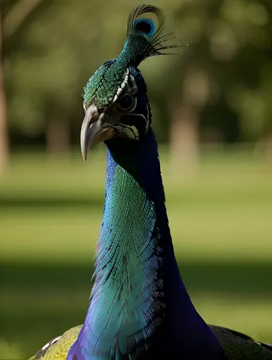 Vibrant Plumage of Iridescent Asiatic Peacock