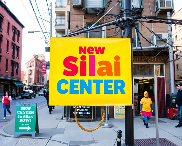 Vibrant Poster Advertises New Silai Center in Urban Neighborhood