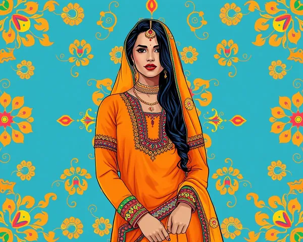 Vibrant Punjabi Woman in Traditional Orange Salwar Kameez