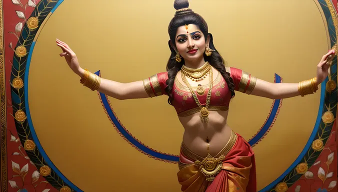 Vibrant Red Wallpaper Features Lord Shiva's Dancing Form