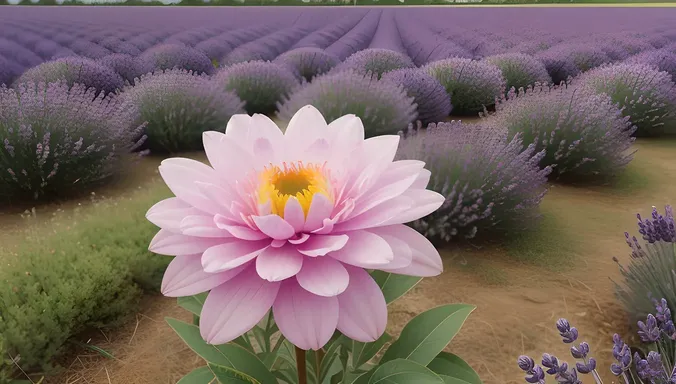 Vibrant Sapera Flower Blooming in Lavender Field
