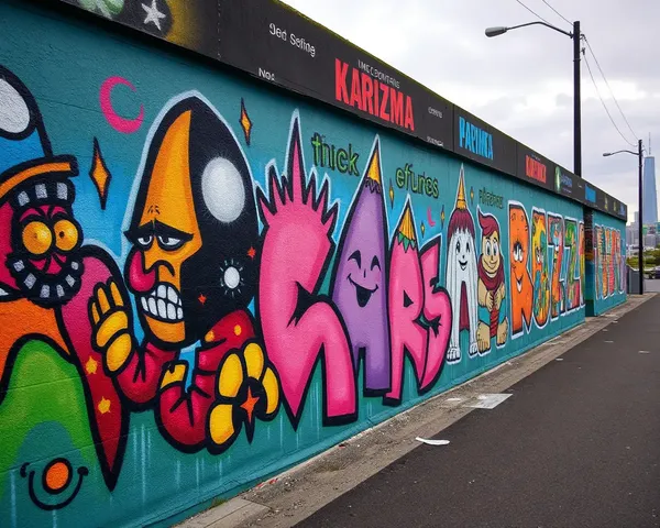 Vibrant Street Art Mural with Karizma Background of Cityscape
