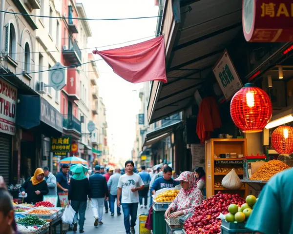 Vibrant Street Market in Full HD 1080p Bright Sunny Background