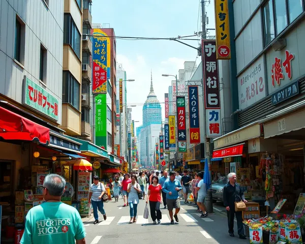 Vibrant Tokyo Street Market on 12x36 HD Background