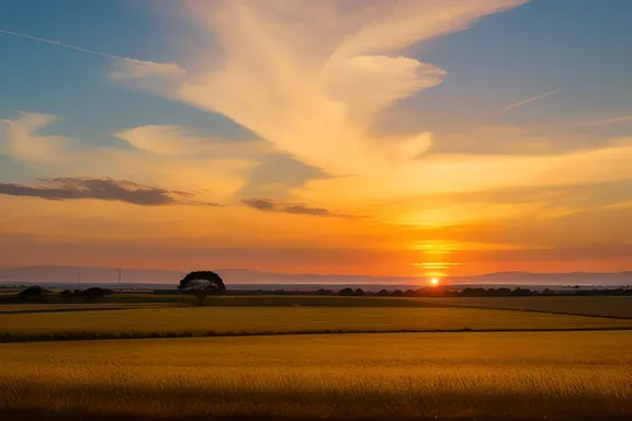 Vibrant Yellow Sunset in the Sky